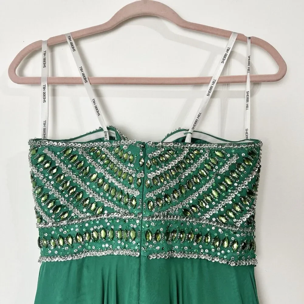 Sherri Hill Formal Dress #8546 Mardi Gras Strapless Emerald Green NWT Women’s 8 - Picture 10 of 14
